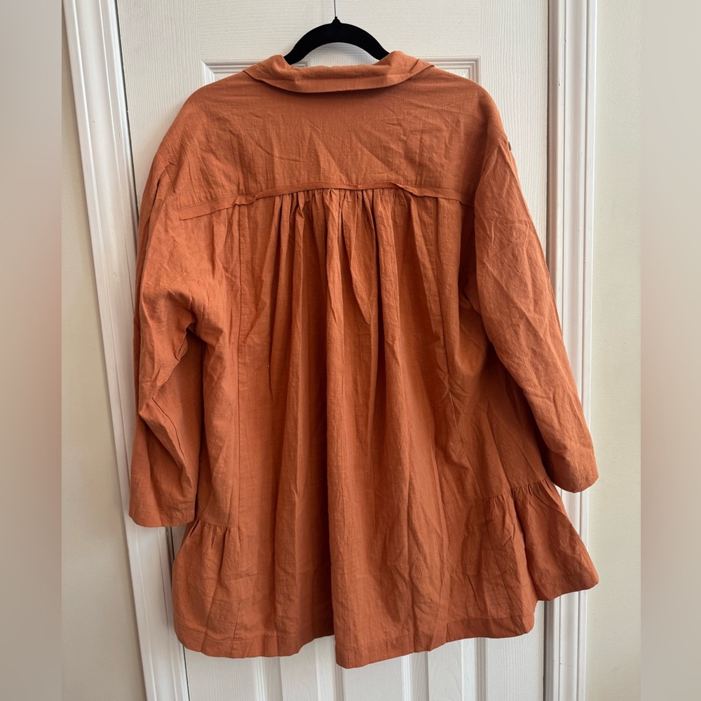 TALULAH Ruffle Hem Button Down Oversized Cotton Dress Size Small - Picture 6 of 8